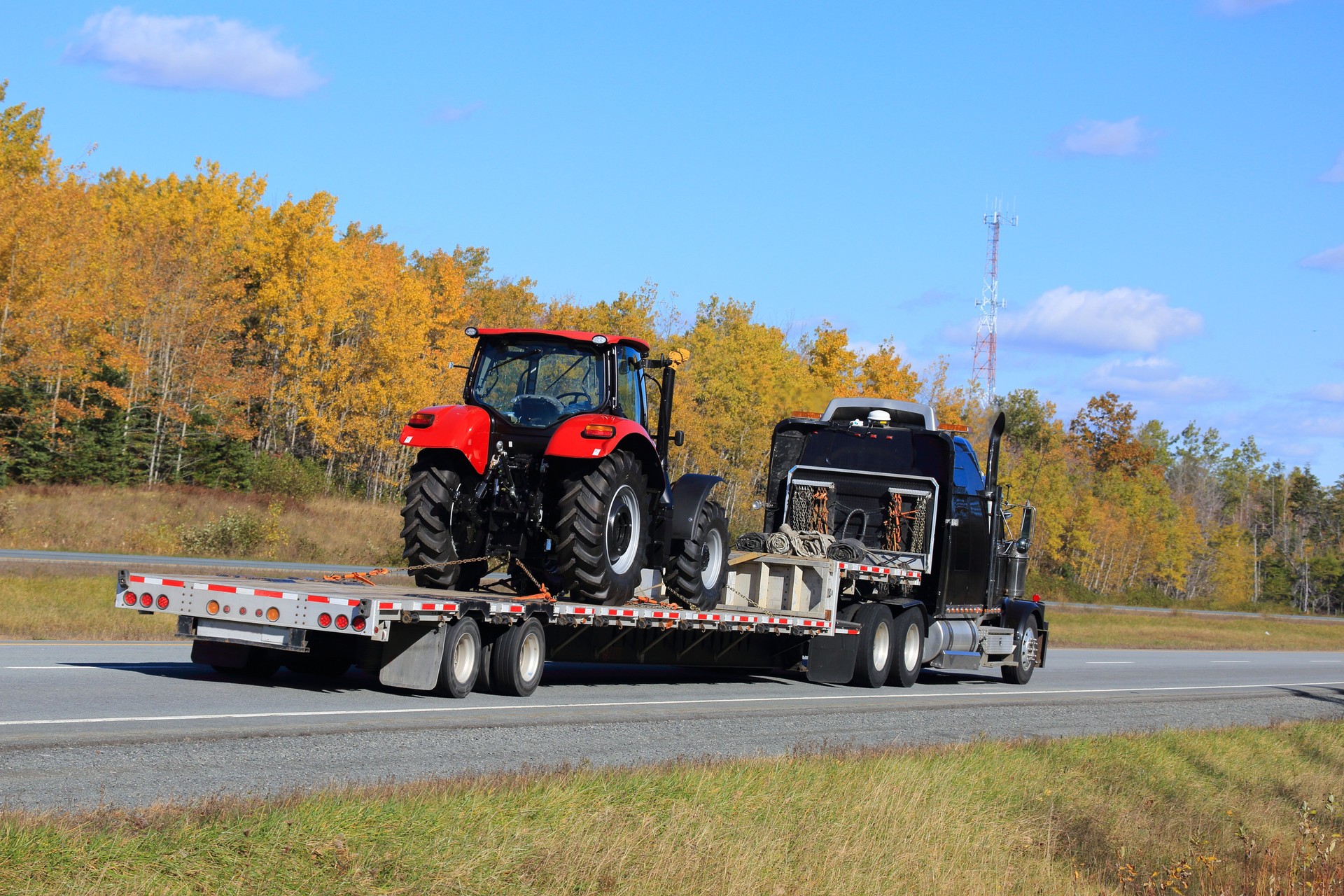 New tractor on a semi truck trailer